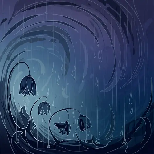 Abstract Depiction of Melancholy Emotion with Cool Tones