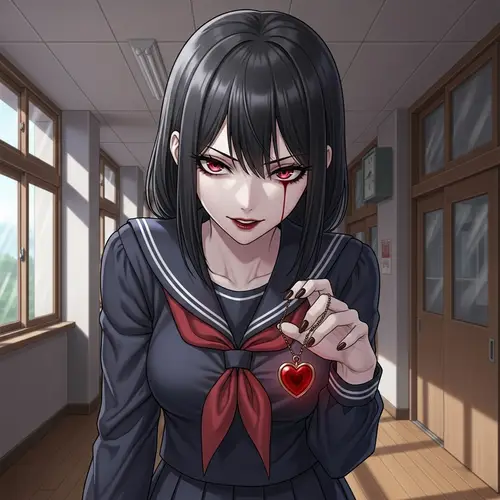 Enigmatic Love: Character with Pale Skin and Dark Hair