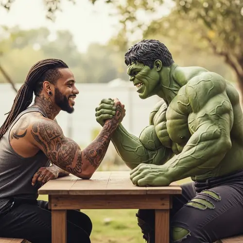 Lil Wayne vs Hulk: Arm Wrestle Strength and Unity