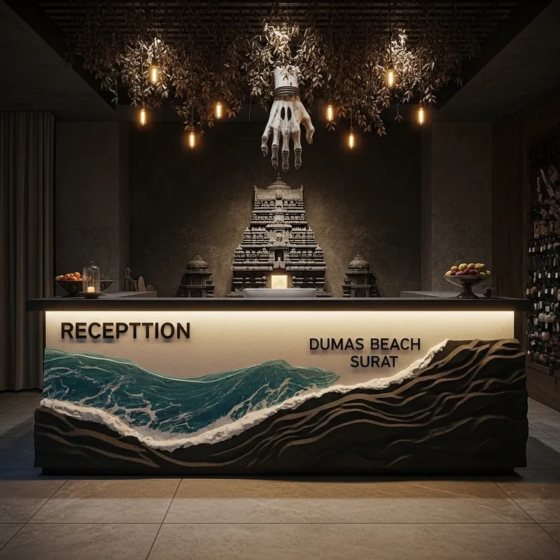 Unique Reception Counter: Dumas Beach Inspired Atmosphere