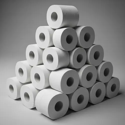 Impressive Pyramid Structure Made from 20 Untouched Toilet Paper Rolls