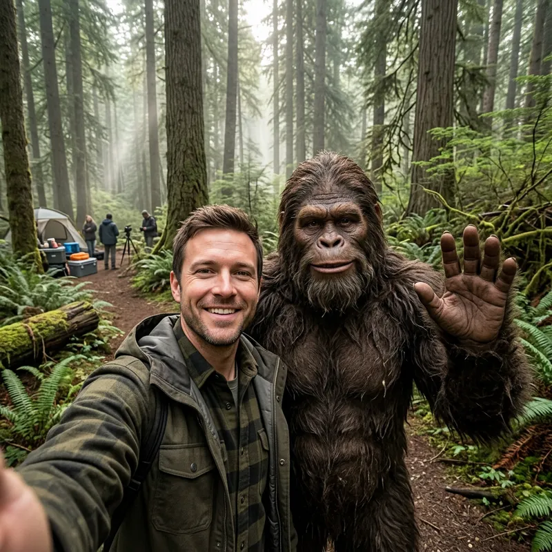 Epic Selfie with Bigfoot in the Forest
