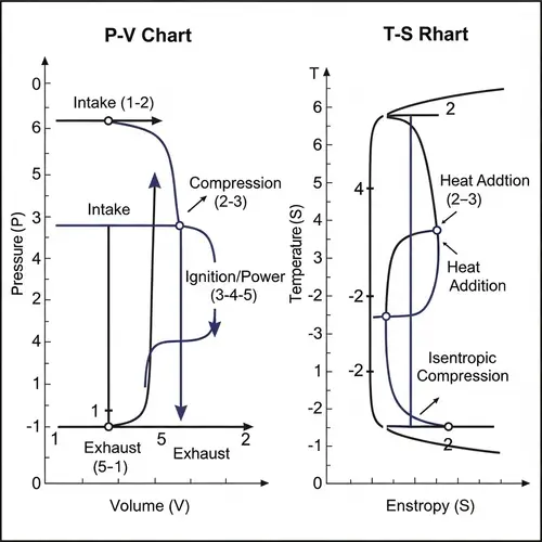 Otto Cycle Efficiency Visualization | P-V and T-S Charts