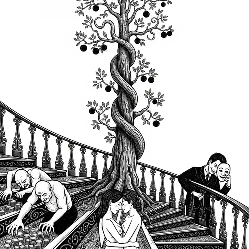Spiral Staircase Illustration: Tree of Knowledge of Good and Evil