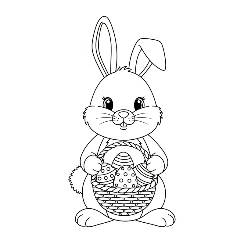 Adorable Easter Bunny Coloring Page for Children