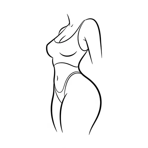 Cartoon Outline of a Curvy Female Figure - Elegance in Simplicity