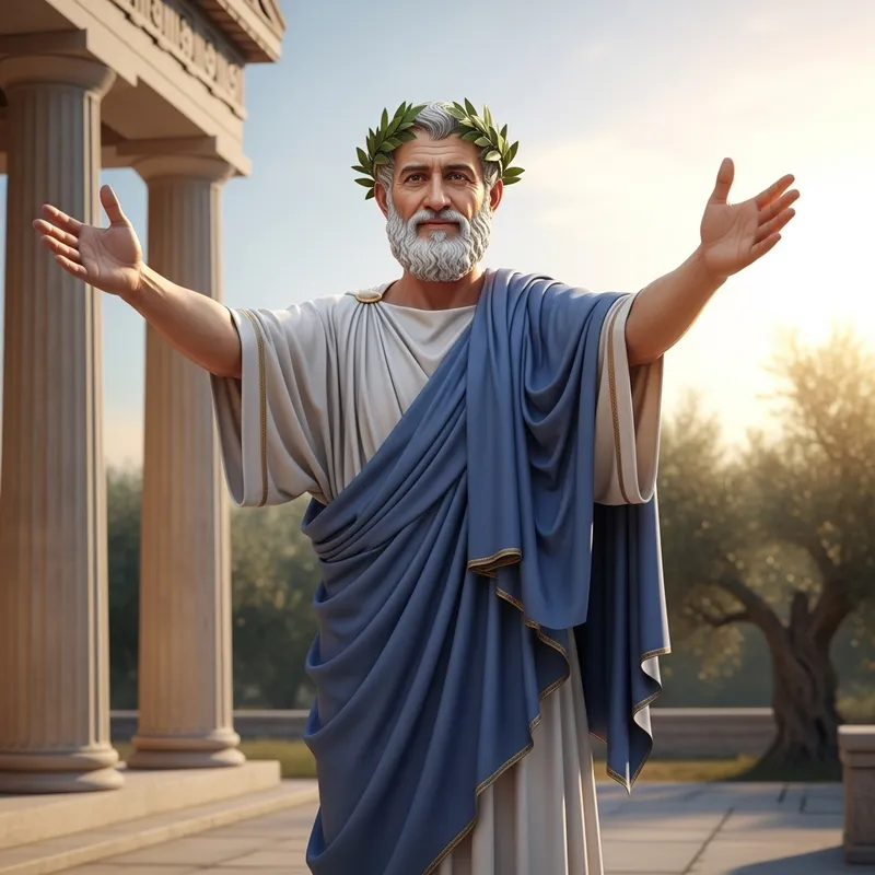 Pythagoras Embracing Gesture with Laurel Crown Pythagoras Embracing Gesture with Laurel Crown