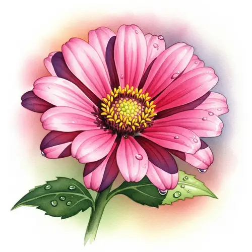 Elegant Watercolor Painting of Blooming Flower