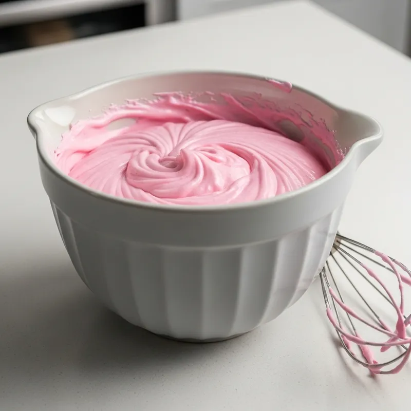 Vibrant Pink Raw Cake: Fluffy Texture & Glossy Batter