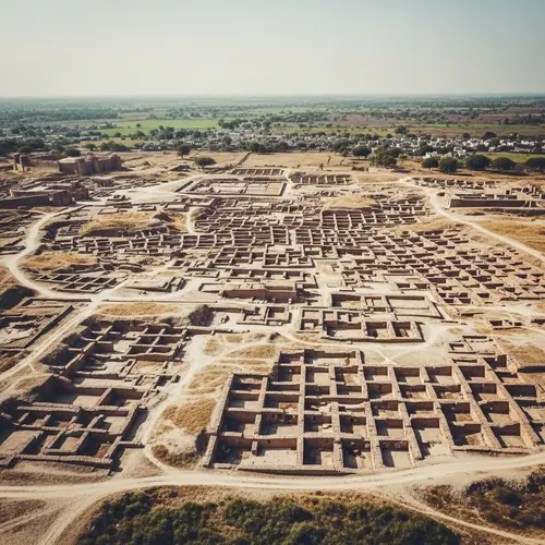 Harappa Civilization Archaeological Ruins Aerial View