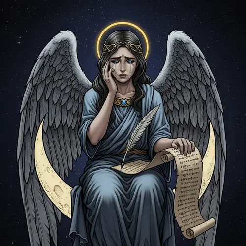 Sorrowful Angel Lamenting for Humanity in Gothic Style