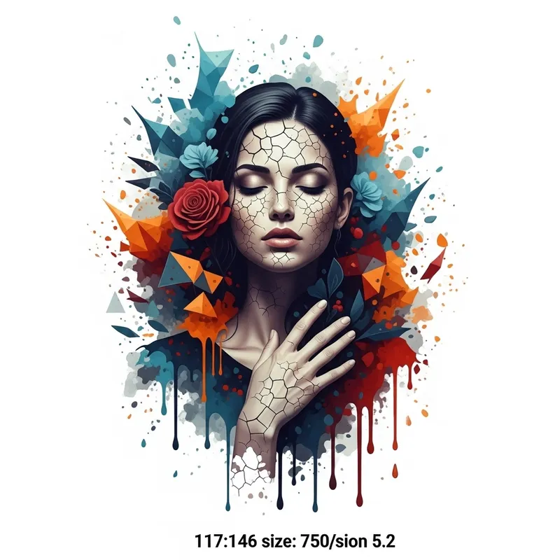 Stunning Woman Portrait in Serene Cracked Style by Dimitry Roulland