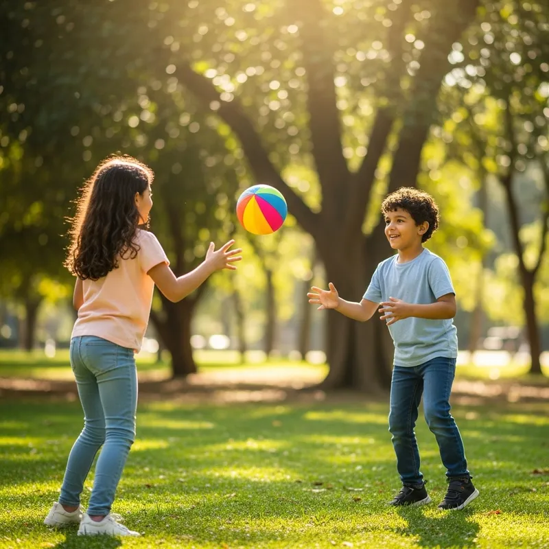 Kids Play Ball in Park