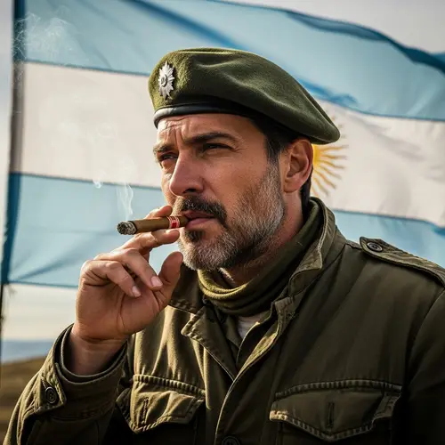 Che Guevara Smoking Cigar on Argentinian Flag | Iconic Revolutionary