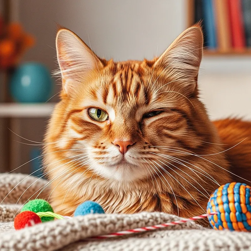 Winking Cat: Fluffy Fur and Long Whiskers