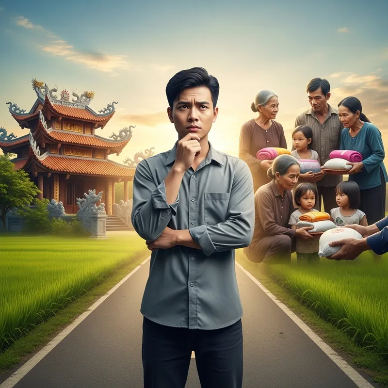 Vietnamese Man Deciding Between Building Temple or Helping the Needy