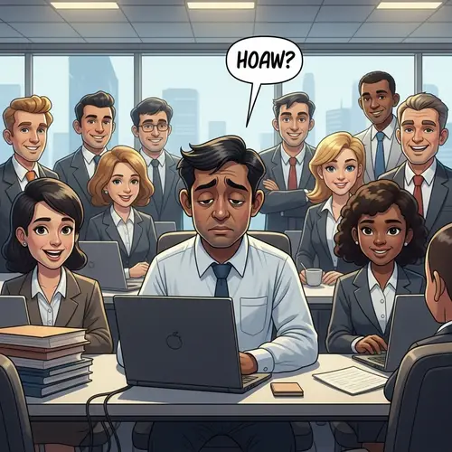 Vibrant Cartoon Office Scene Digital Painting