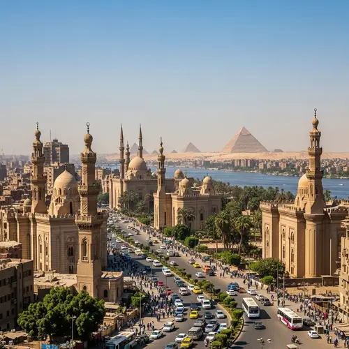 Cityscape of Cairo, Egypt: Bustling Streets & Historic Landmarks