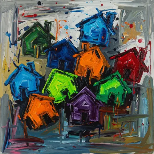 Abstract Expressionism Depicting Housing Crisis Chaos