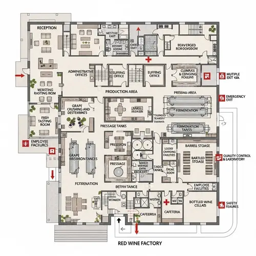 Comprehensive Floor Plan for Red Wine Factory