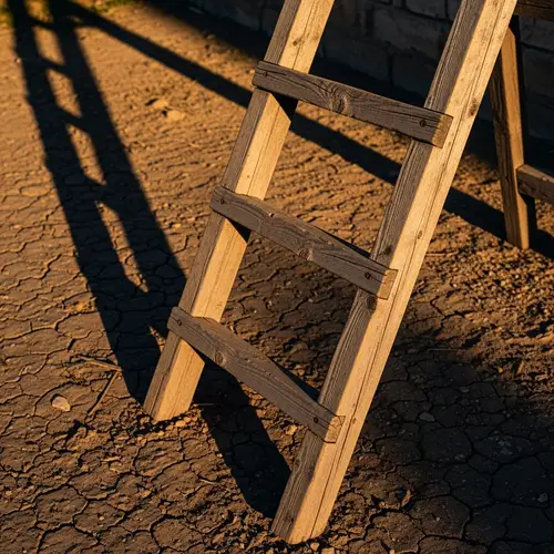 Wooden Ladder Casting Long Shadow | Home Decor Ideas