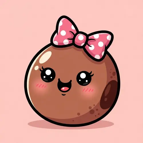 Charming Brown Bean with Pink Bow Illustration