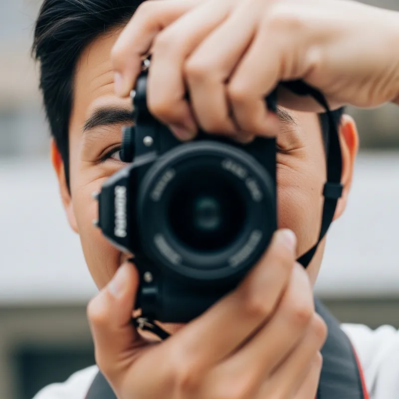 Asian Man Capturing Joyful Selfie | Smiling Face Photo