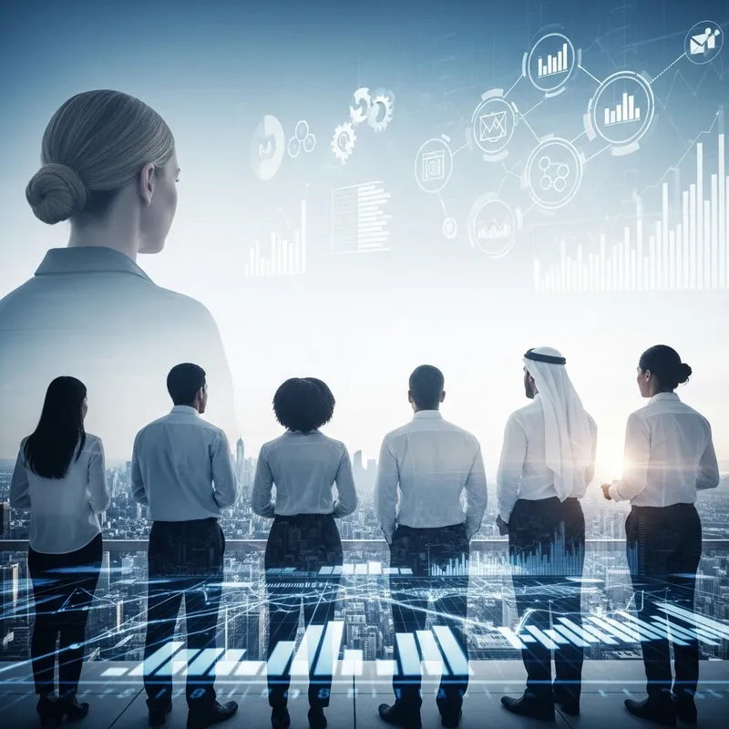 Innovative Business Leaders Surveying Cityscape Views