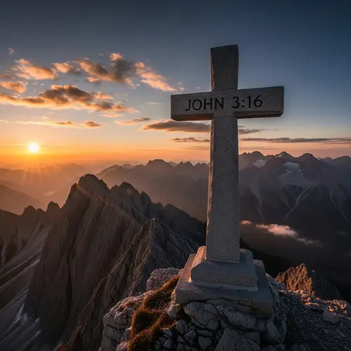 John 3:16 Cross on Mountain Top
