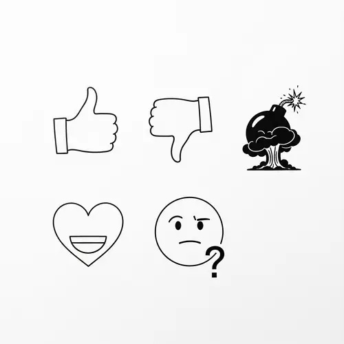 Minimalist Emojis - Elegant Black Ink Design on White Background