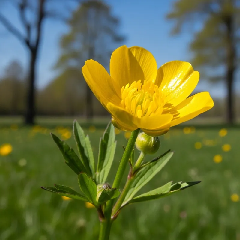 Sunny Buttercup Blooming in Meadow - True Beauty Captured