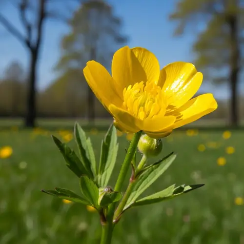 Vibrant Buttercup Bloom in Meadow - Natural Beauty