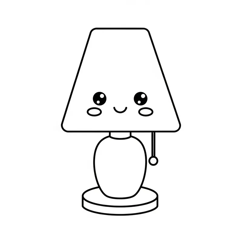 Cute Table Lamp Coloring Page for Kids