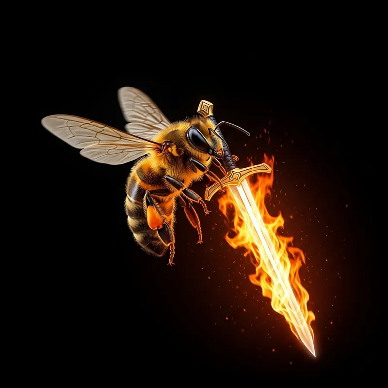 Magical Bee with Fiery Sword - Enchanting Fantasy Art Magical Bee with Fiery Sword - Enchanting Fantasy Art