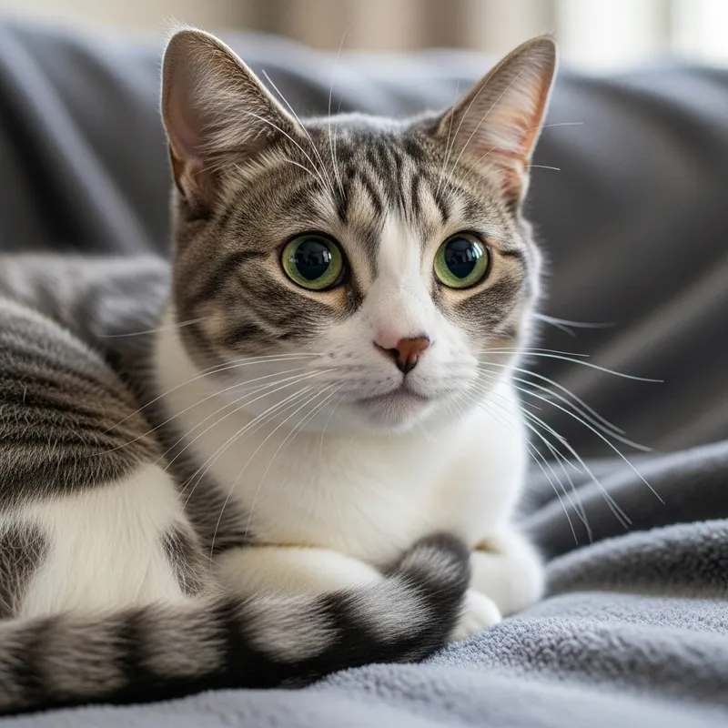 Adorable Grey and White Cat Relaxing | Website Name