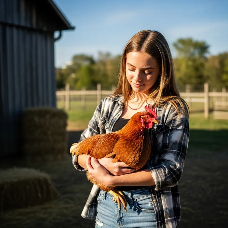 Adolescent Holding Chicken: Heartwarming Moment Captured Adolescent Holding Chicken: Heartwarming Moment Captured