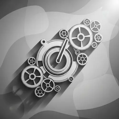 Dynamic Gear Mechanism Symbol in Harmonic Movement