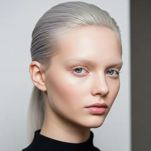 Northern European Woman with Unique Ponytail Style