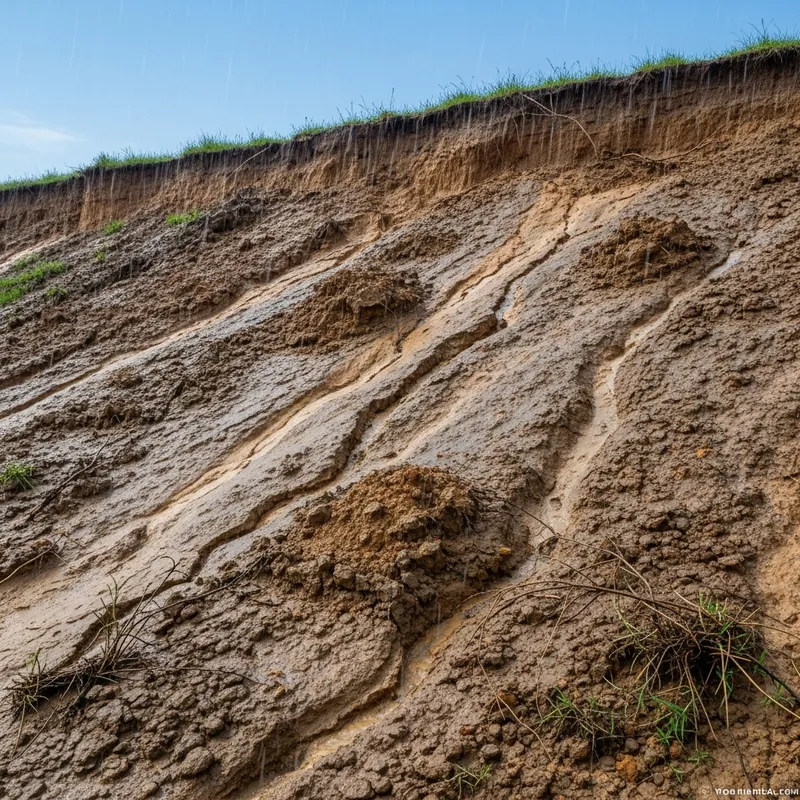 Soil Erosion in Simple Slope Area Illustration Soil Erosion in Simple Slope Area Illustration