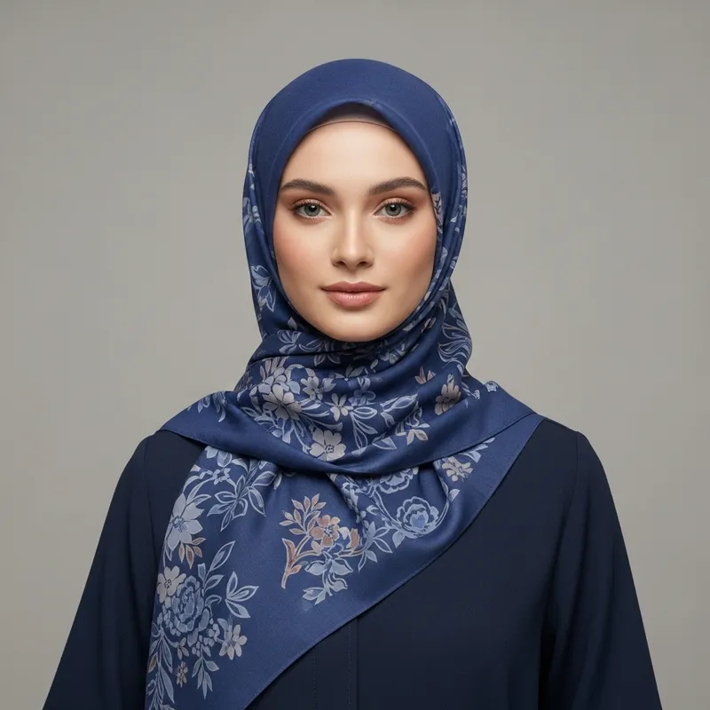 Elegant Blue Hijab Woman - Graceful and Confident