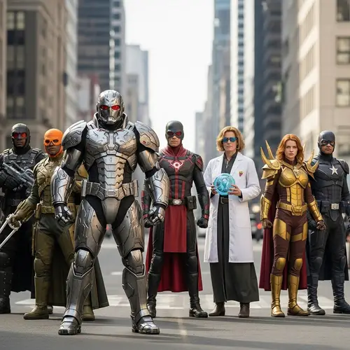 Futuristic Superhero Cityscape | Heroes Unite in Readiness