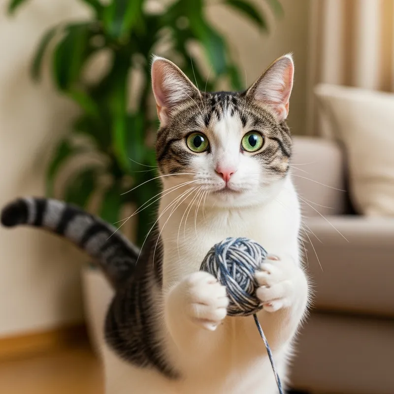 Playful Domestic Short-Haired Cat with Green Eyes Playful Domestic Short-Haired Cat with Green Eyes