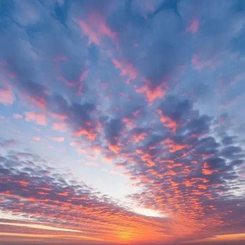 Sunset Sky White-Blue, Pink, Orange Clouds Seamless