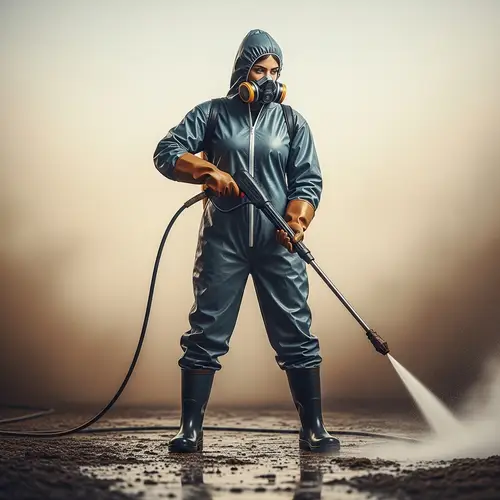 Heroic Middle-Eastern Female High Pressure Cleaner for Heavy Duty Cleaning