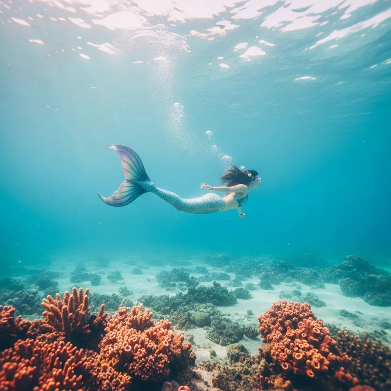 Magical Underwater World with Graceful Mermaid and Pastel Luminescence