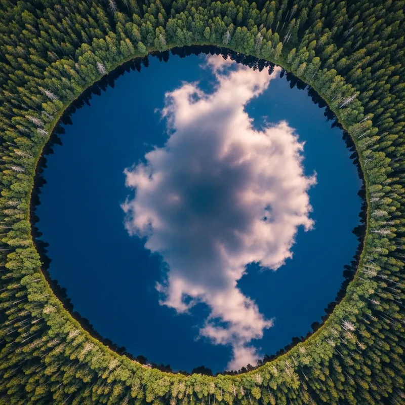 Perfectly Round Lake in a Dense Forest Perfectly Round Lake in a Dense Forest