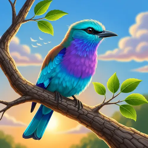 Un Pajaro: Stunning Aquamarine and Purple Beauty