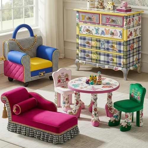 Luxury Fashion Inspired Children's Furniture | Bold Patterns & Vibrant Colors
