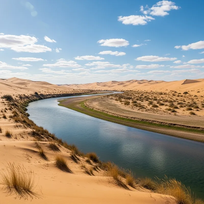 River Flowing Through Desert Landscape - A Mesmerizing Scene River Flowing Through Desert Landscape - A Mesmerizing Scene