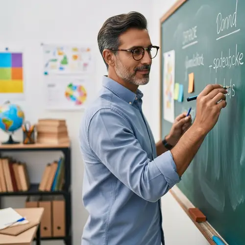 Professional Hispanic Male Teacher Writing Academic Notes